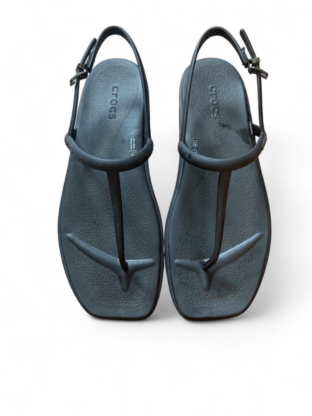 CROCS Women's Black T-Strap Slingback Sandals
